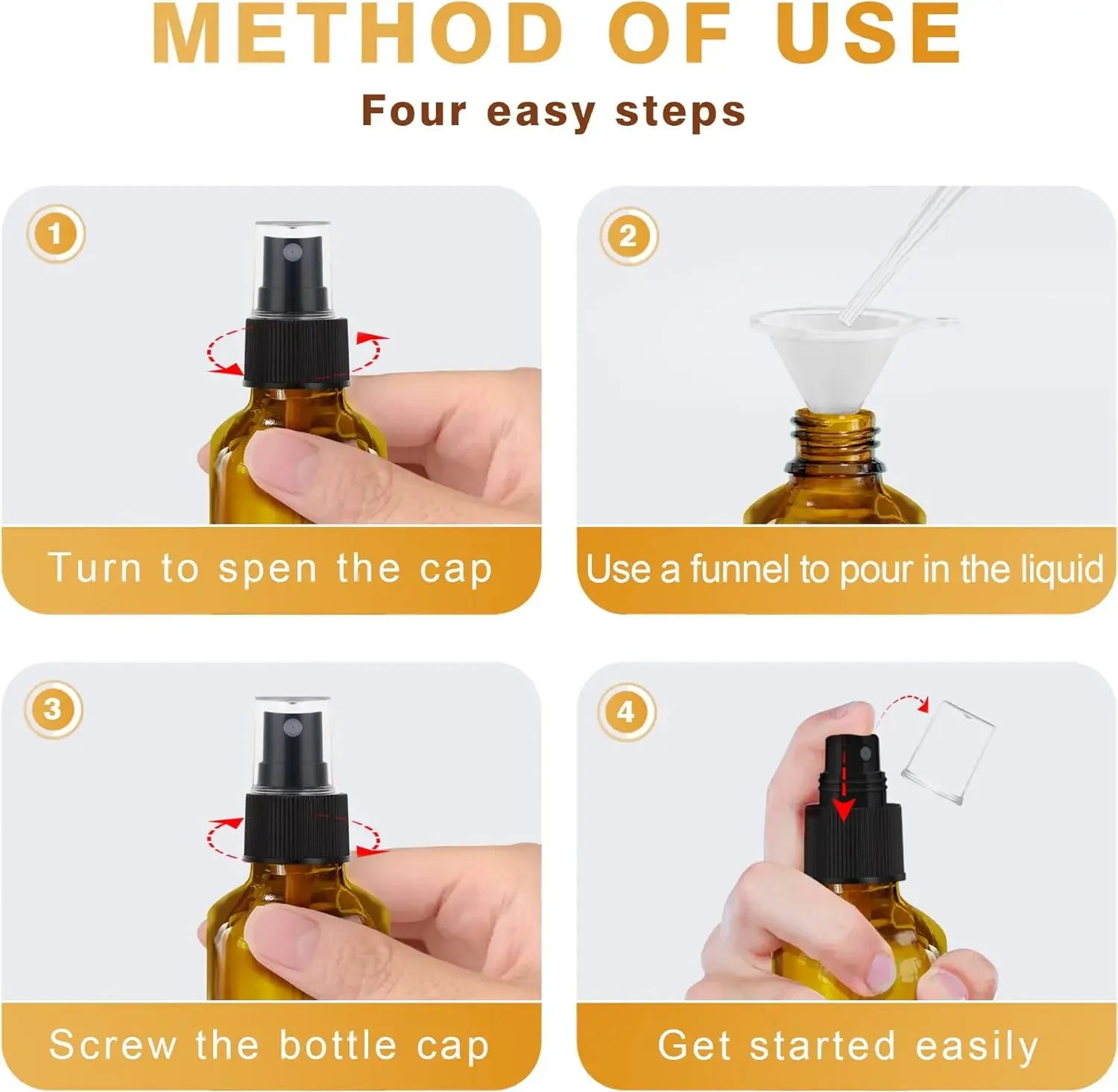 1pcs 5ml-100ml Amber Glass Perfume Bottle  Sprayer Atomize Bottle Travel Refillable Bottles Essential Oil Containers