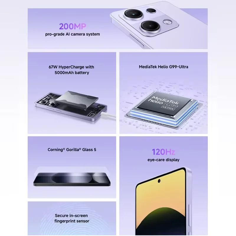 Versión Global Redmi Note 14S MediaTek Helio G99 Ultra 200MP pro grado Al sistema de cámara 6,67 "AMOLED 120Hz pantalla 5000mAh
