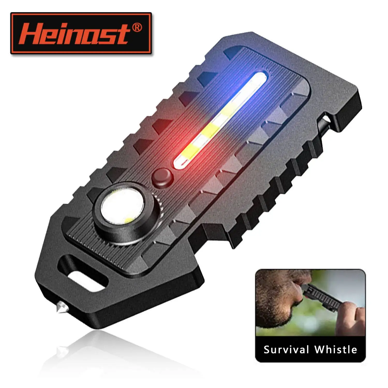 Lampe de poche porte-clés LED Portable USB-C, Mini torche Rechargeable, lanterne de poche, lampe de travail d'inondation, sifflet de survie d'urgence