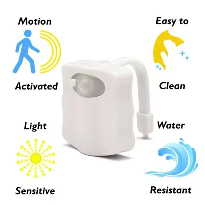 Mini Kawayi luce di rilevamento a infrarossi umana LED Night Light Stick Toilet 16/8 colore bagno luce notturna con rilevamento del movimento colorato