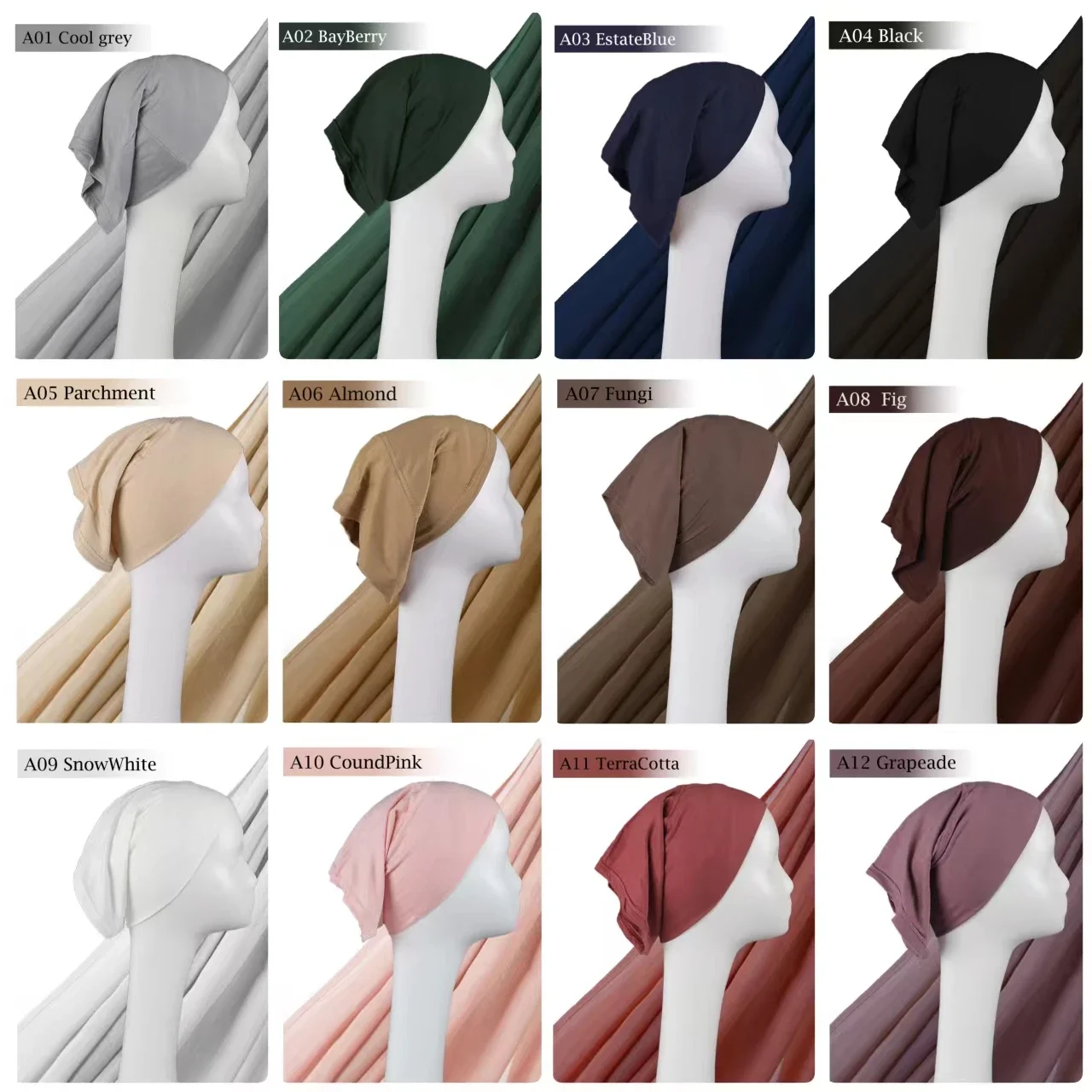 Conjunto hijab de viscose combinando cor boné liso algodão modal muçulmano feminino cachecol macio xale rayon pontos duplos borda cachecol hijab