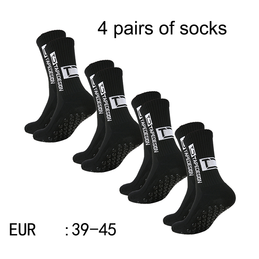 4 pairs of new TC mid tube glued football socks for sports training and competition, non slip and breathable socks