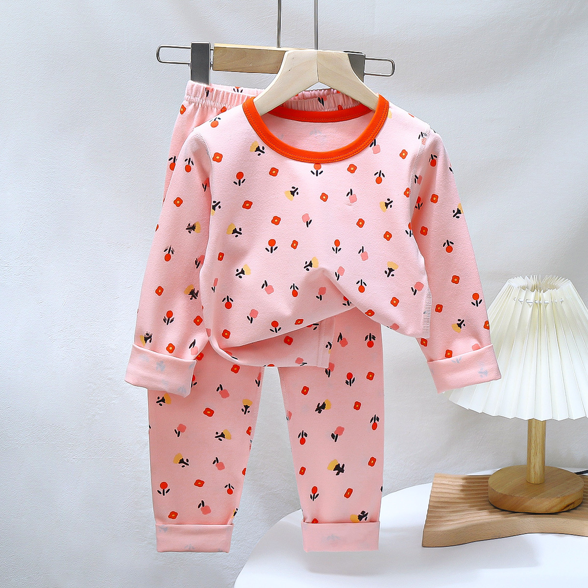 Conjunto de pijama infantil primavera e outono lycra algodão roupa interior do bebê roupas para casa das crianças topos calças conjunto