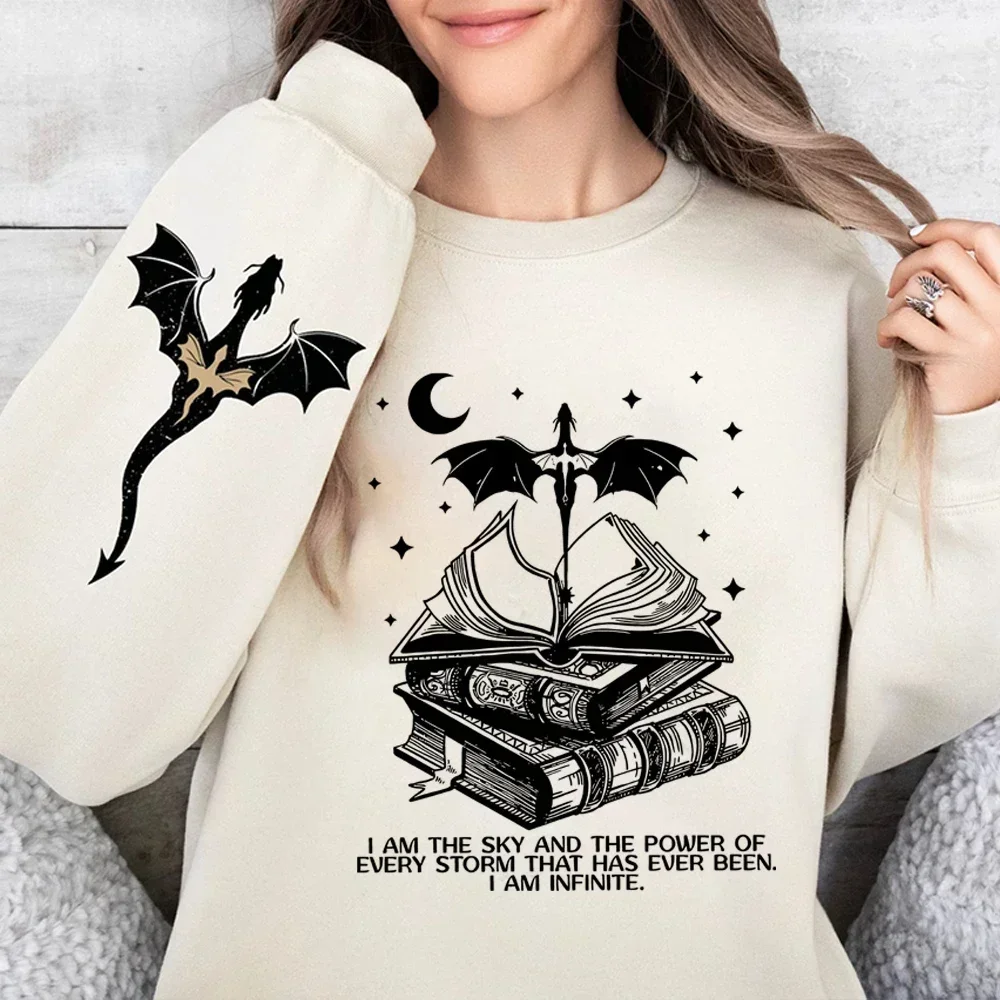 Neues Basgiath War College Doppelseitiges Sweatshirt Fourth Wing Pullover Fly Bookish Shirts Unisex Langarm-Sweatshirts
