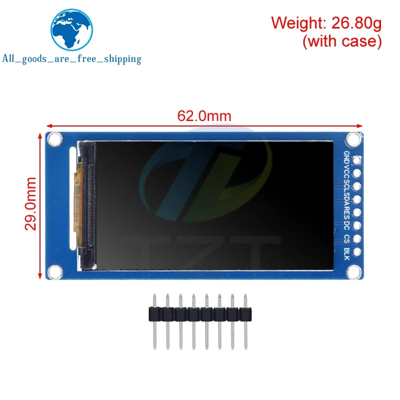 Schermo LCD TFT a angolo intero IPS da 1,9 pollici Modulo display a colori Porta seriale SPI Ad alta definizione 170x320 ST7789