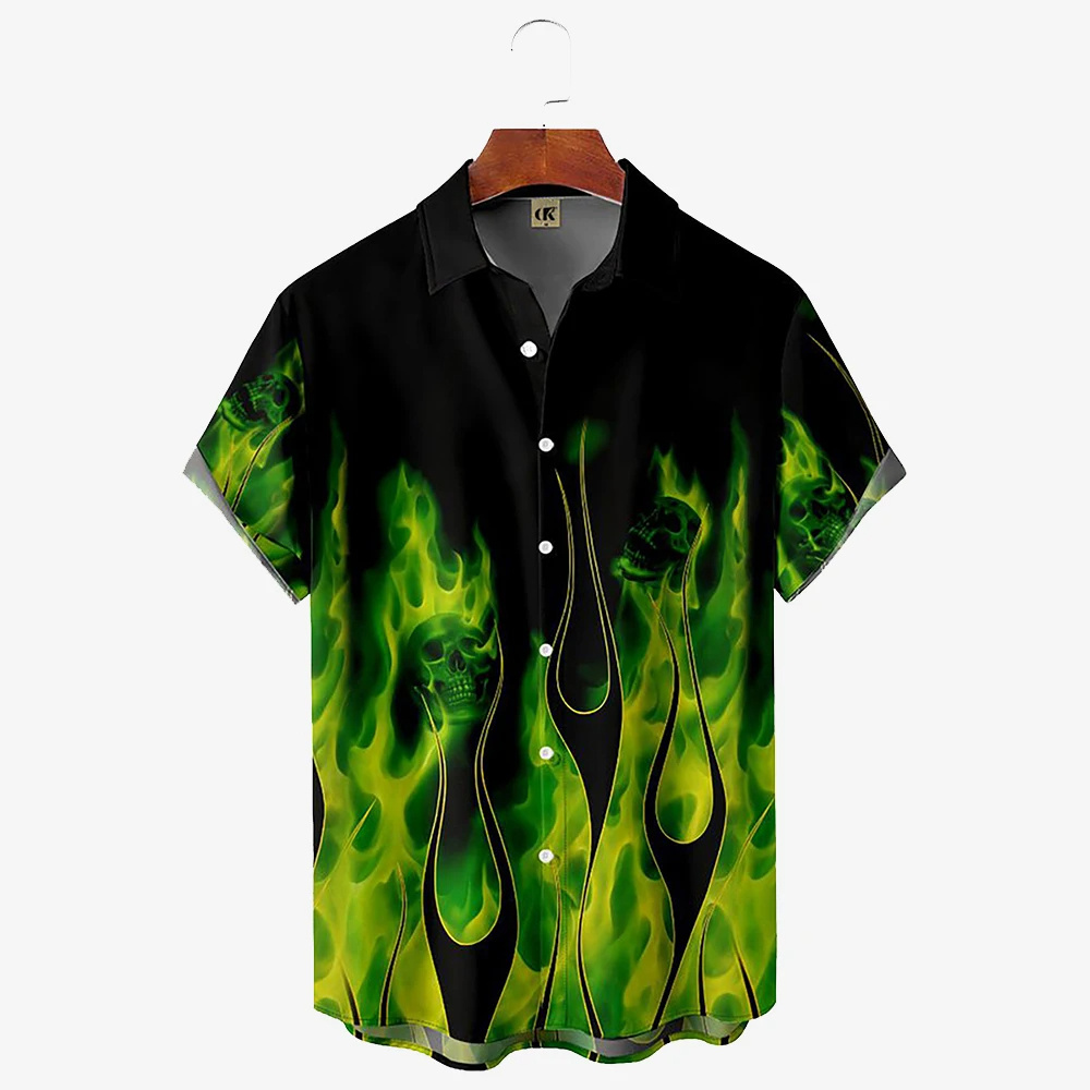 Camisa con estampado de llama para hombre, Top informal Hawaiano de manga corta, solapa para vacaciones en la playa, ropa de gran tamaño, 2024