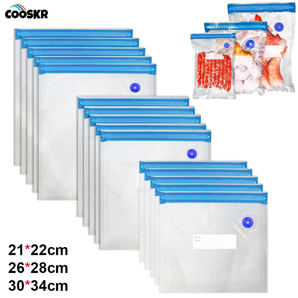 Worki próżniowe do żywności Wielorazowe worki próżniowe Małe Duże Rozmiary Worki próżniowe do pakowania żywności Torby do przechowywania żywności 10 szt. Worki do pakowania próżniowego