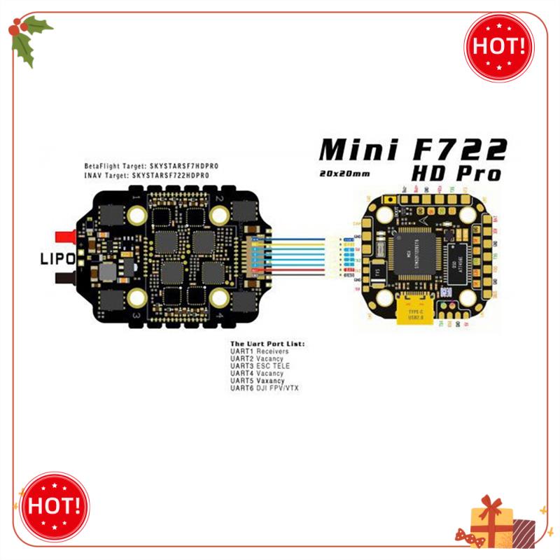 Tahan Lama-F722 Pengendali Penerbangan Tumpukan Mini AM32 55A 4IN1 ESC 20X20 3-6S OSD Bawaan untuk Bagian Drone Gaya Bebas FPV