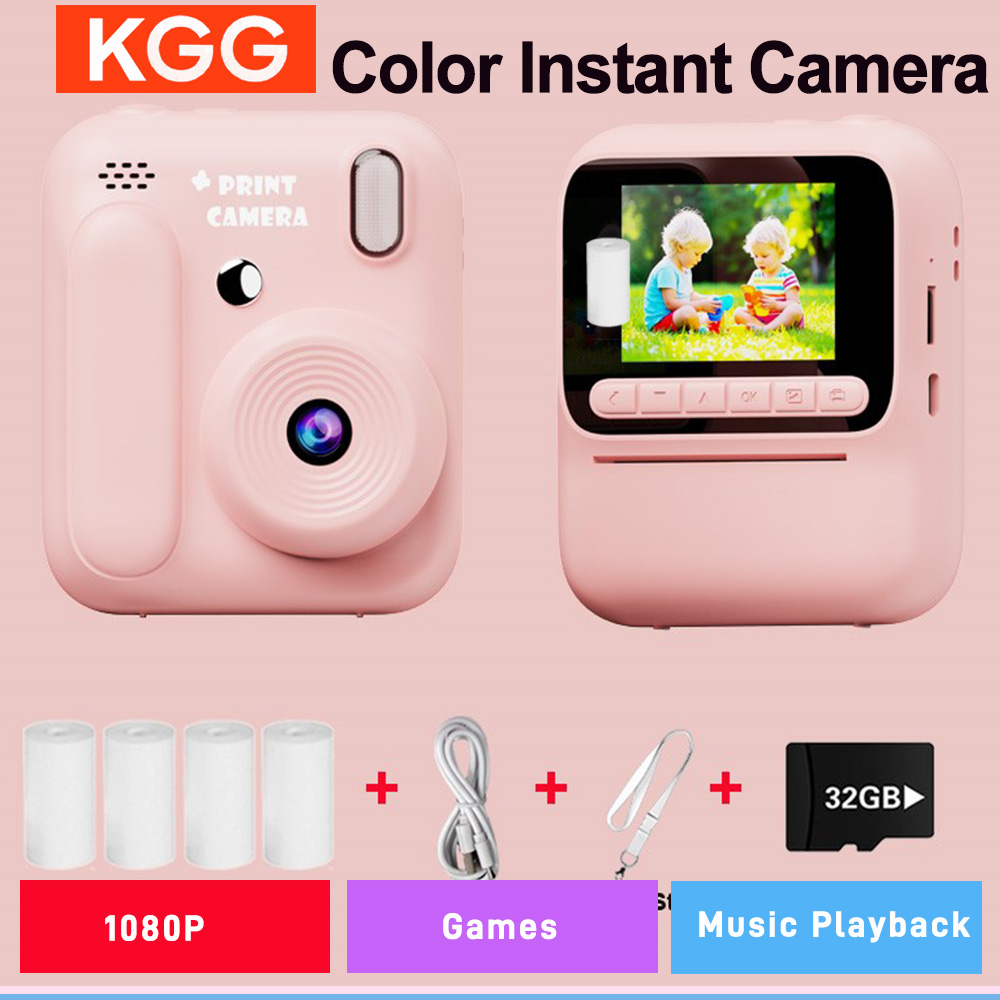 Crianças cor câmera instantânea 5 câmera de impressão colorida 32gb 1080p impressão térmica brinquedos câmera impressão foto jogos de vídeo presente das crianças