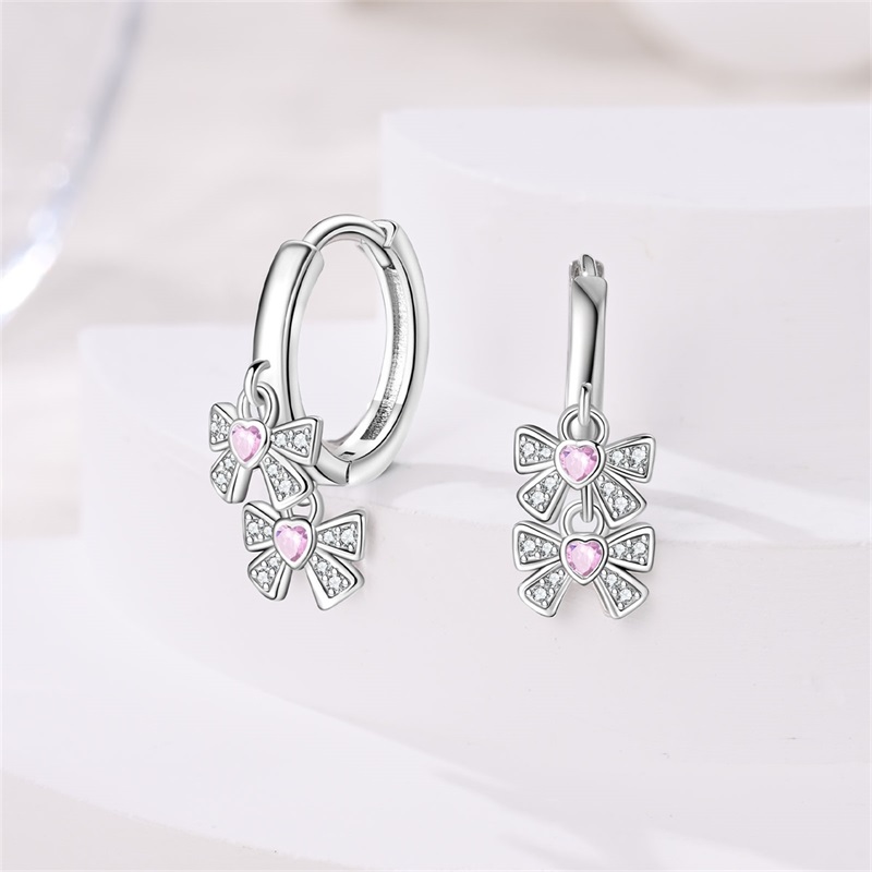 Anillo de plata 2024 con circonita brillante, conjunto de pajarita, anillo, pendientes, pulseras, collar Original DIY, regalo de joyería fina para mujer 925