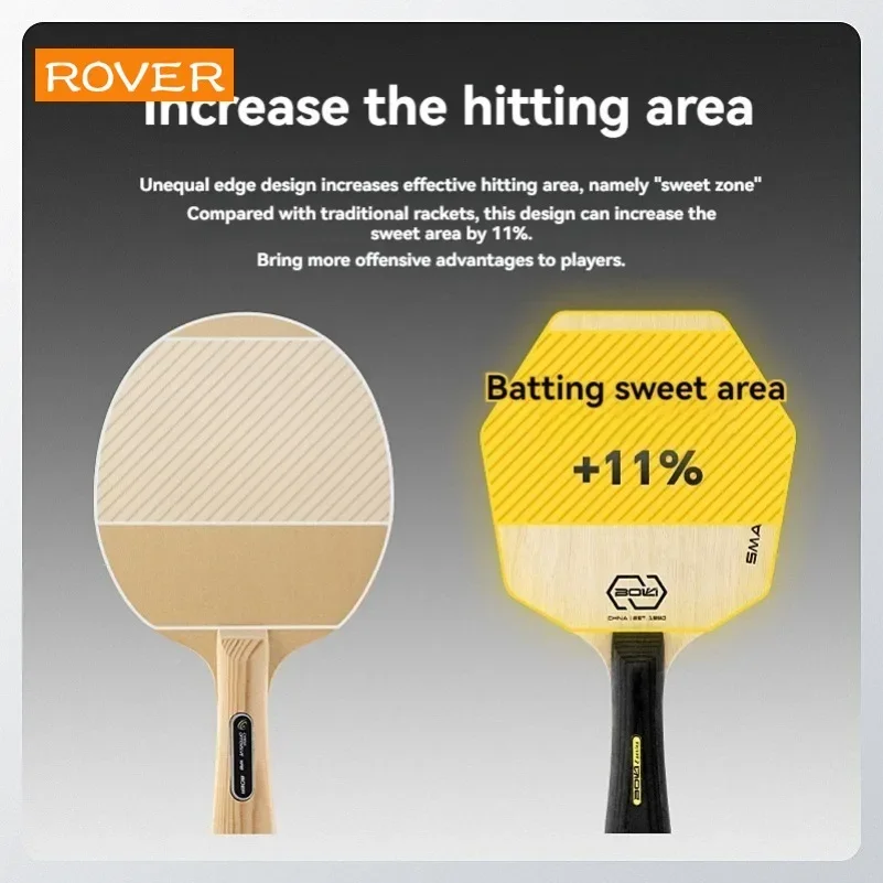 Placa Base hexagonal para bate de tenis de mesa, área de golpe más grande, hoja de madera pura, paleta profesional para entrenamiento de Ping Pong ofensivo