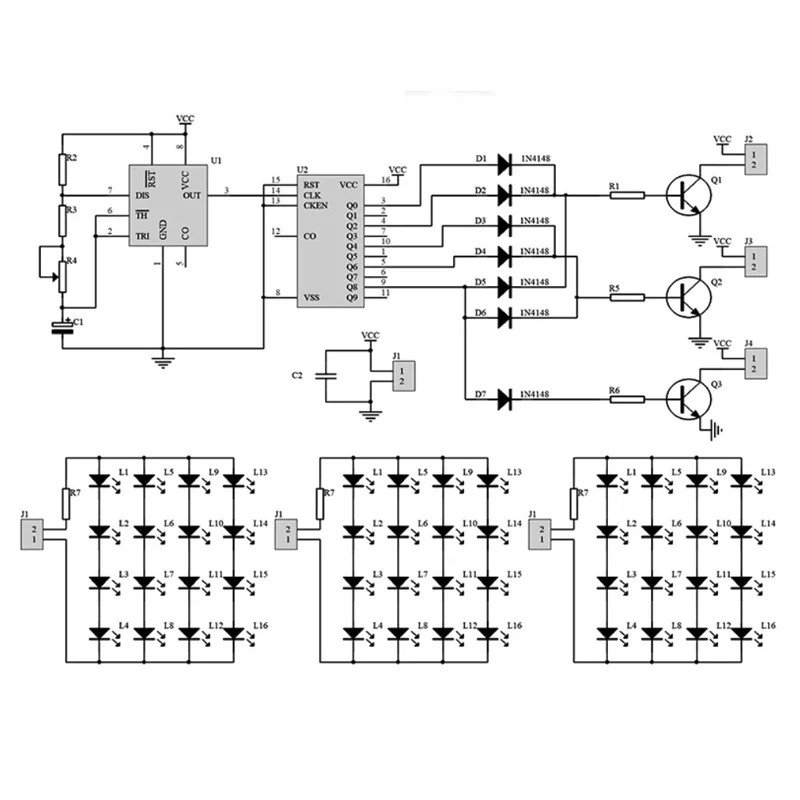 Kit di pratica di saldatura elettronica fai-da-te NE555 Kit di progettazione di produzione del modulo stroboscopico con luce di allarme LED flash rosso, bianco e blu