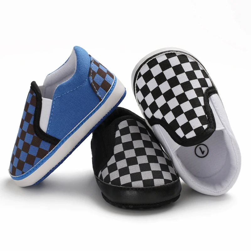 รองเท้าเด็กชายหญิงลายสก๊อตพิมพ์ Casual Canvas Soft Sole ทารกแรกเกิดกีฬา First Walkers รองเท้าเปล Unisex