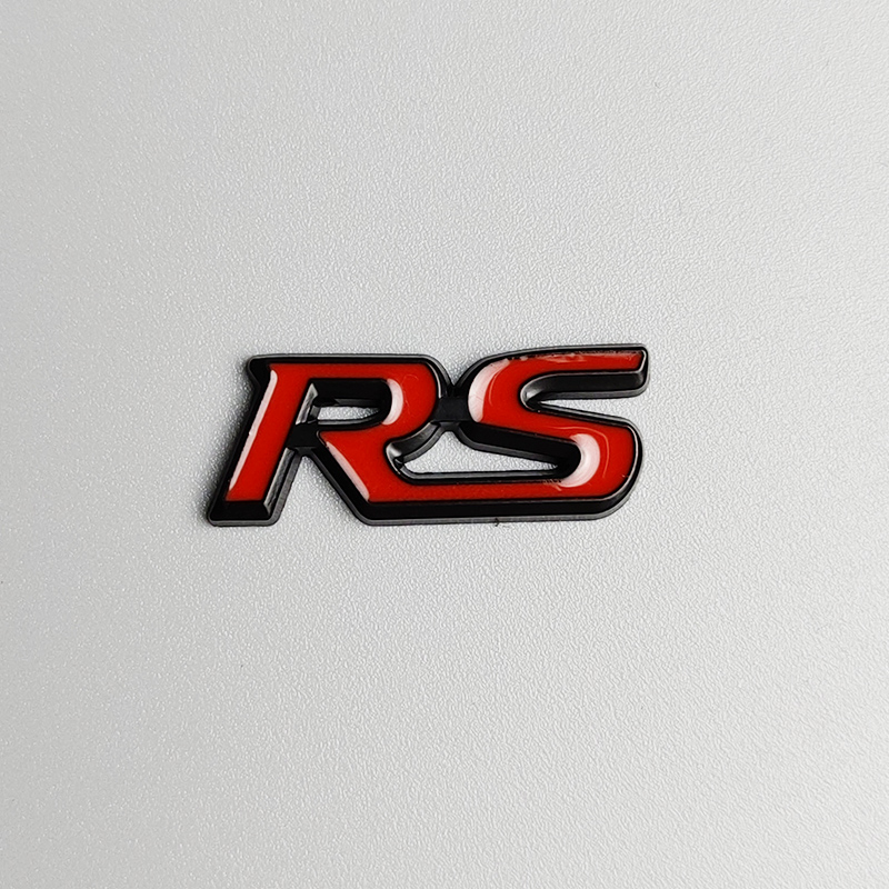 3D Metal Negro Rojo Logo RS Volante Emblema Coche Insignia RS Accesorios Adhesivos
