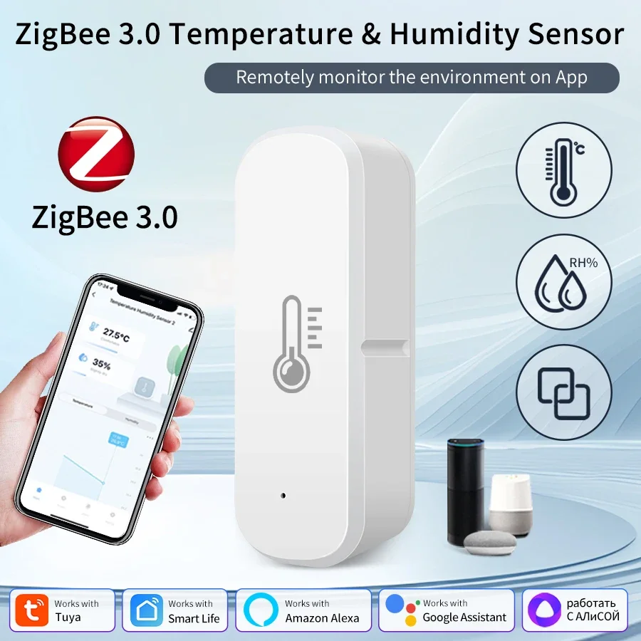 Zigbee Smart Home Automation Tuya Slimme temperatuur-vochtigheidssensor Real-time app-waarschuwing Afstandsbediening Alexa Google Assistant