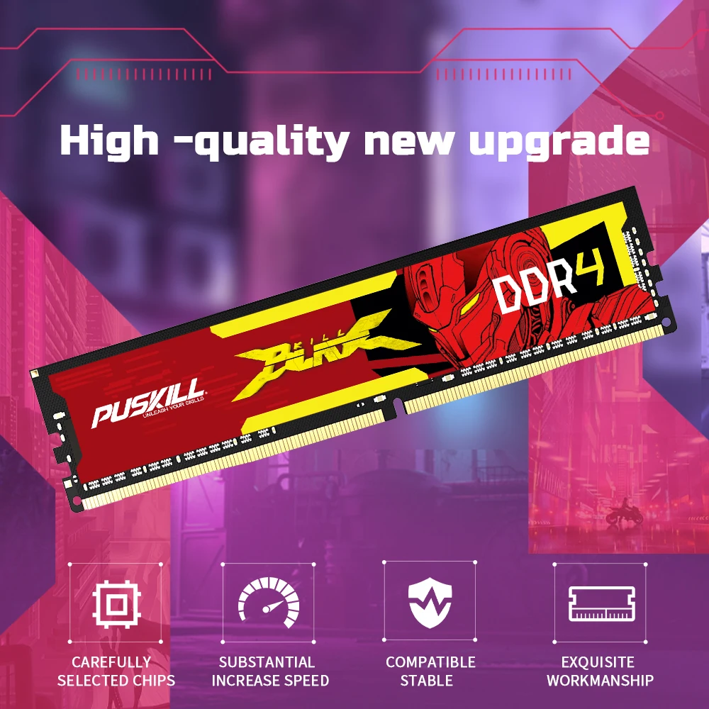 PUSKILL Killblade DDR4 32gb 16gb 8gb RAM 1.2V 3200mhz 2666mhz C19 CL22 UDIMM Desktop Memory
