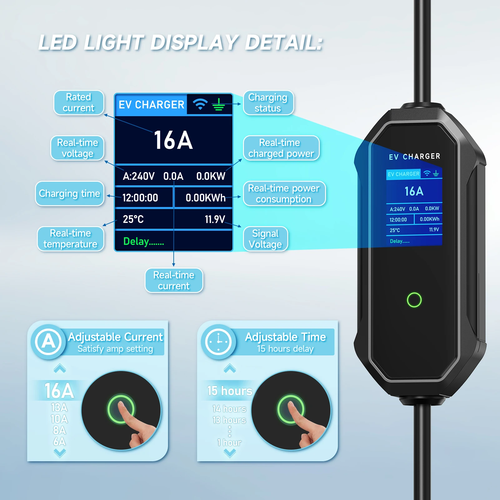 AFYEEV-cargador EV portátil Type2, 11KW, 16A, 3P, GBT, Control por aplicación Wi-Fi, caja de carga EVSE, enchufe CEE para vehículo eléctrico