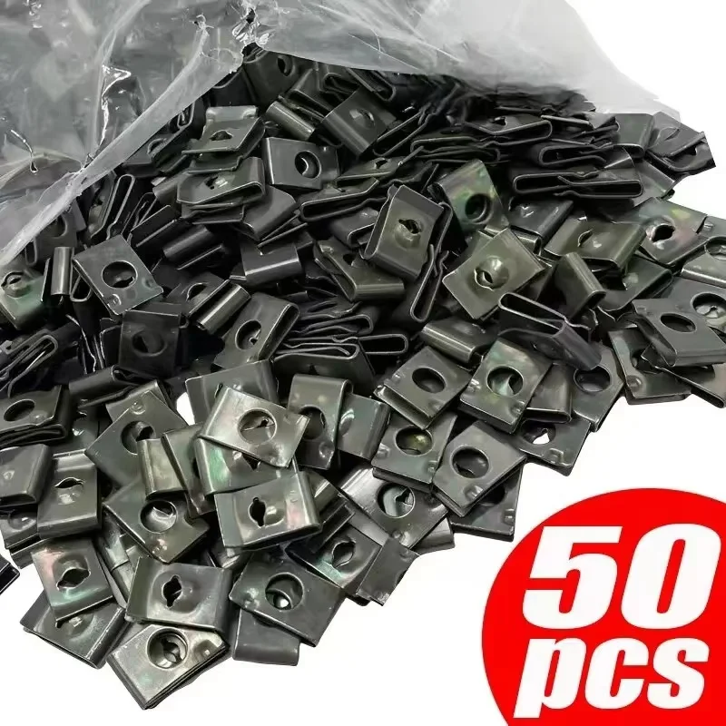 50/20/10Pcs รถรถจักรยานยนต์สกู๊ตเตอร์ Moped โลหะ Retainer U-Type คลิป ArmyGreen Self-Tapping กันชน Fastener Anti-Rust คลิป