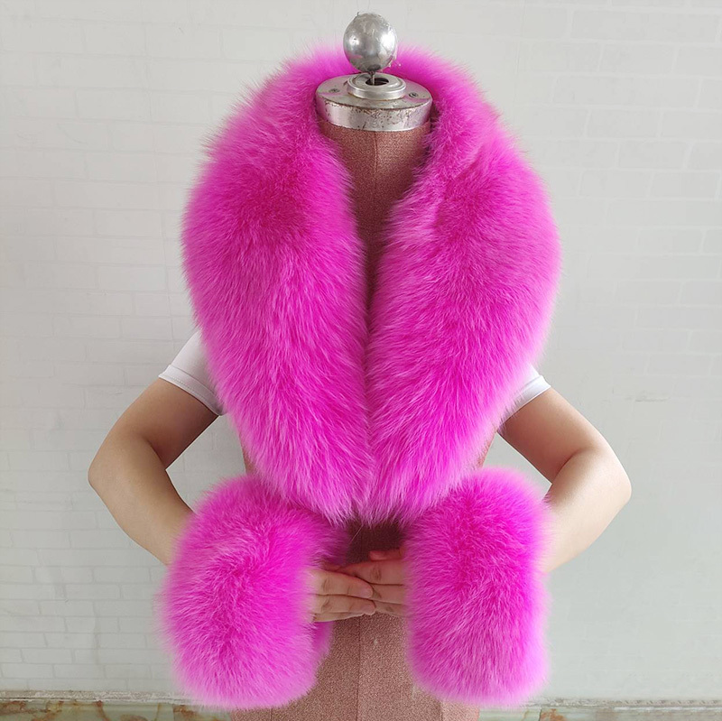 女性のためのキツネの毛皮の襟とパッチワークのセット,本物の高級ジャケット,首のスカーフ,暖かい,100% 天然の毛皮