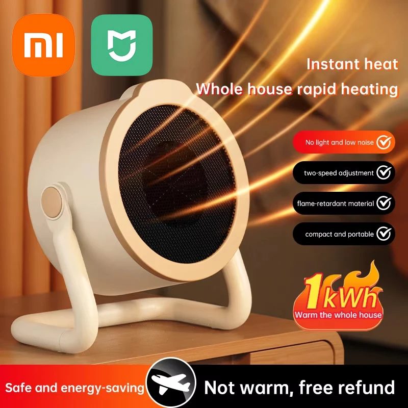 Портативный настольный электрический обогреватель Xiaomi 1000 Вт, нагревательный керамический обогреватель с защитой наконечника для домашнего использования