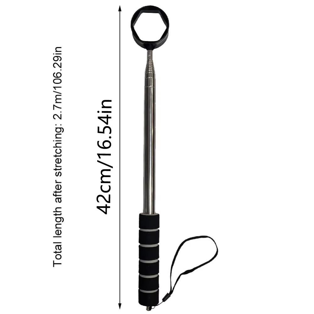 Extendable Telescopic Golf Ball Retriever Adjustable Non-Slip Handle Stainless Ball Grabber Two-Sided Square Holes