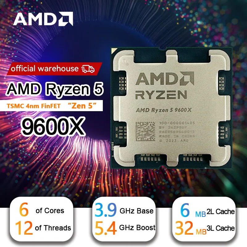 【Brand+】Nowy procesor AMD Ryzen 5 9600X 5.4GHz 6-rdzeniowy 12-wątkowy 38MB Game Cache 4NM TDP 65W Socket AM5 Gaming CPU Zen 5
