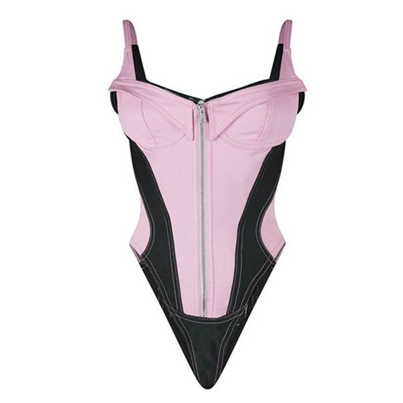 Moda feminina zíper denim bodysuits oco para fora manga longa magro bodysuit macacão azul denim curto macacões outfits