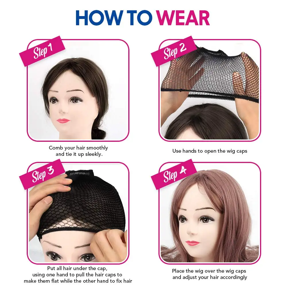 Cuffia per parrucca, 6 pezzi di calze di alta qualità per parrucche, calze elastiche in nylon per donne, ragazze, bambini
