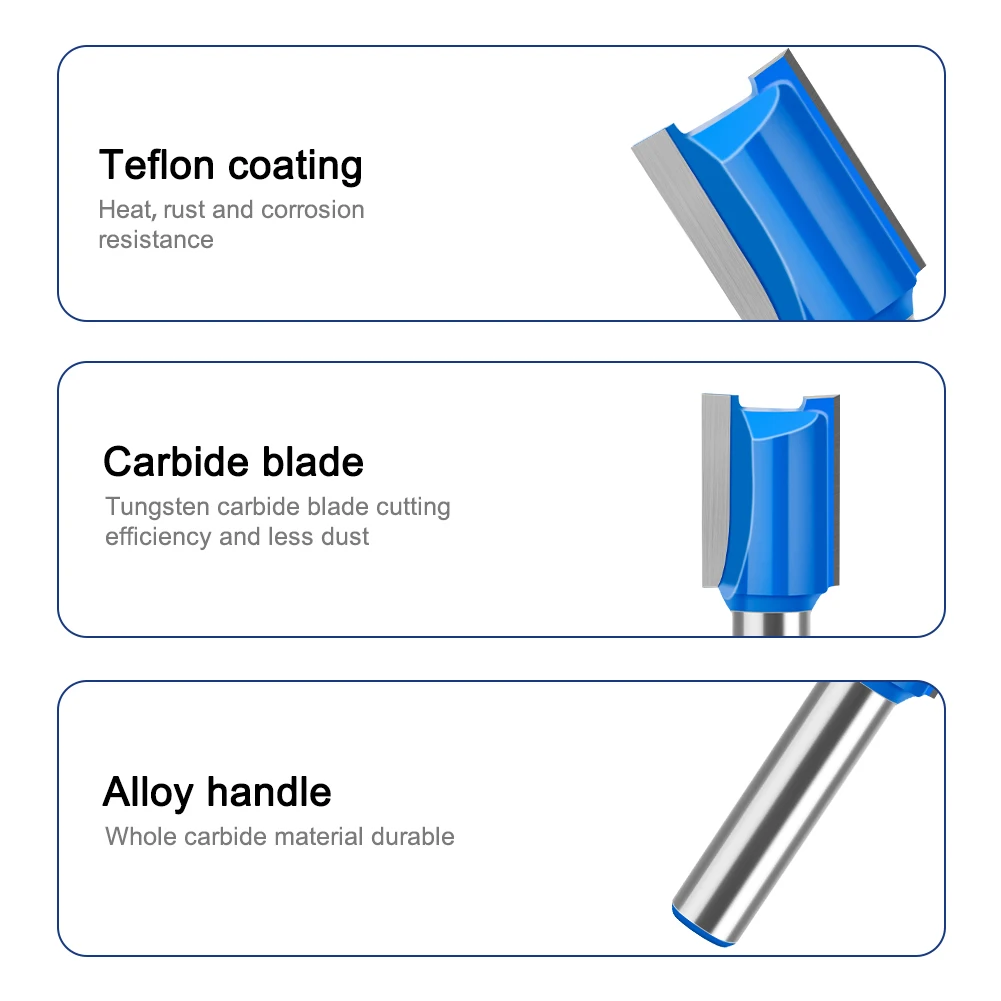 1 PC 8mm Shank 3 มม.-20 มม.ตรงบิตทังสเตนคาร์ไบด์ขลุ่ยคู่ Router Bits เครื่องตัดไม้ไม้เครื่องมือ