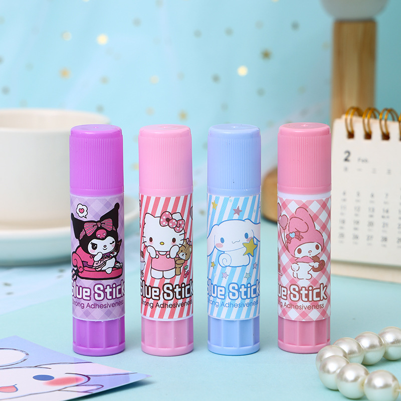 4/24pcs Sanrio Cartoon Solid Glue Stick Cute Kurome Melody Student DIY Solid Glue High Viscosity Stationery Gift