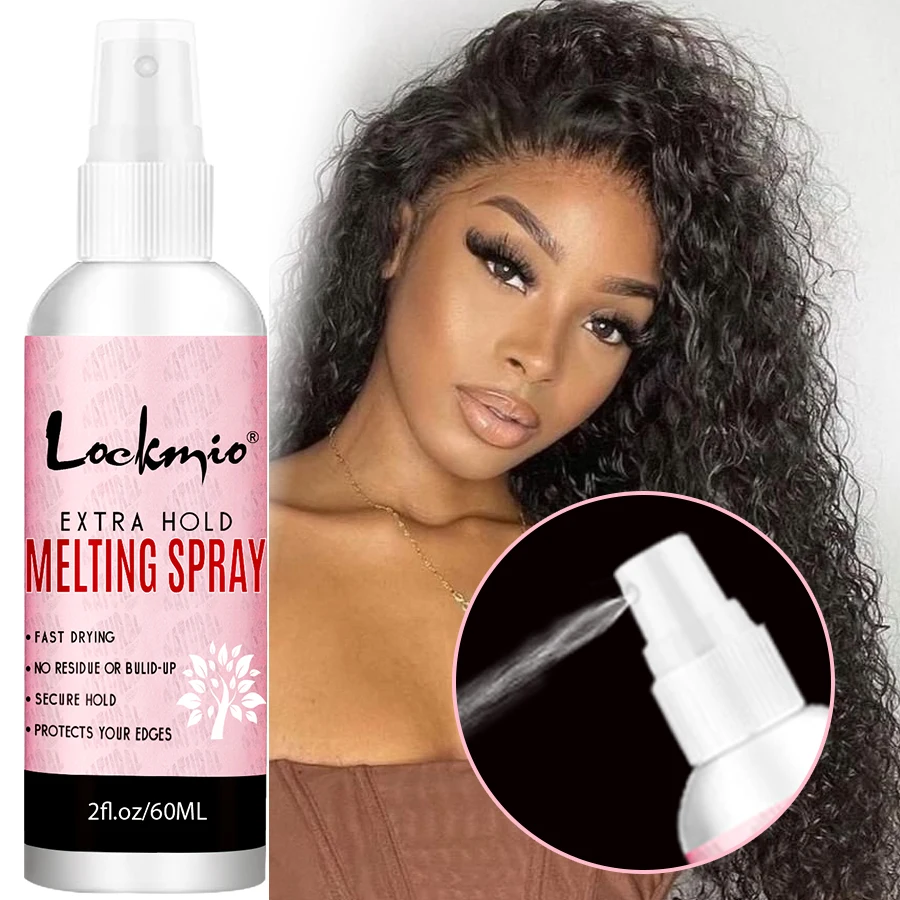 LOCKMIO-Adesivo de Cola Lace Spray de Fusão Rápida a Seco, Peruca Segura, Adesivo de Malha, Peruca Cosplay, Instalação, Agente Fixador, 60ml