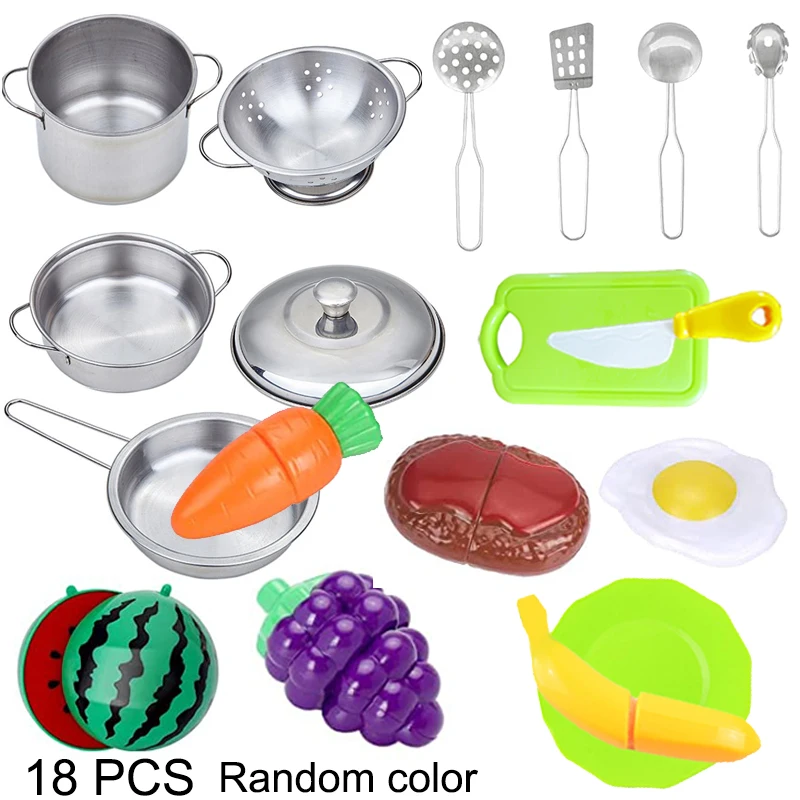 MINI utensili da cucina giocattoli set per bambini ragazza in acciaio inossidabile può contenere cibo cucina giocattoli da cucina educazione finta di giocare