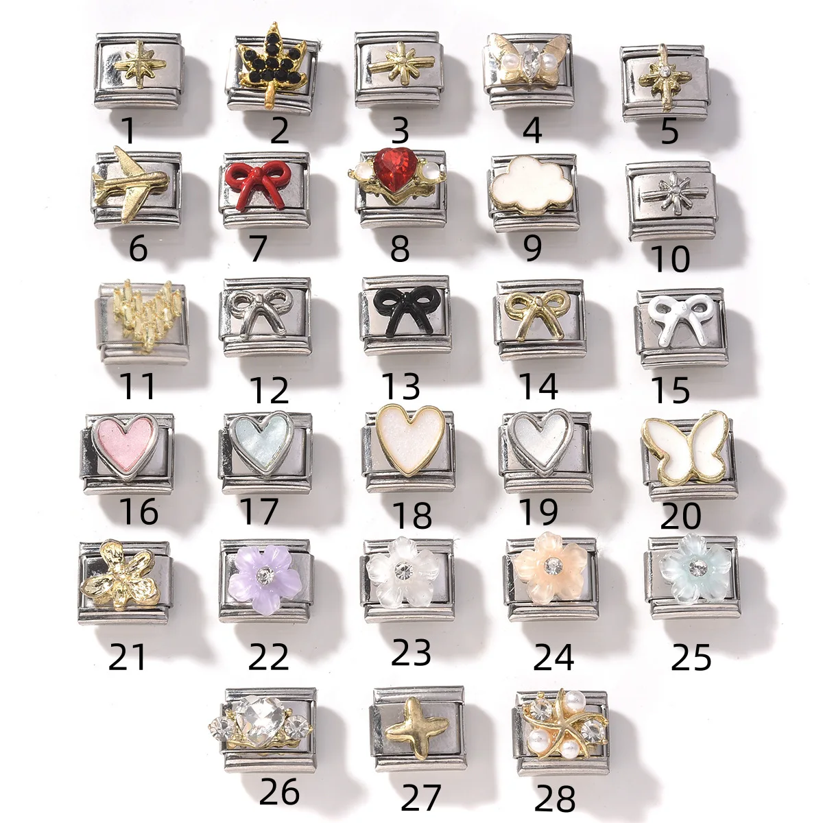 Moda colorida Italia módulo mariposa corazón pulsera soldadura goteo pulsera DIY elástico empalme pulsera cadena