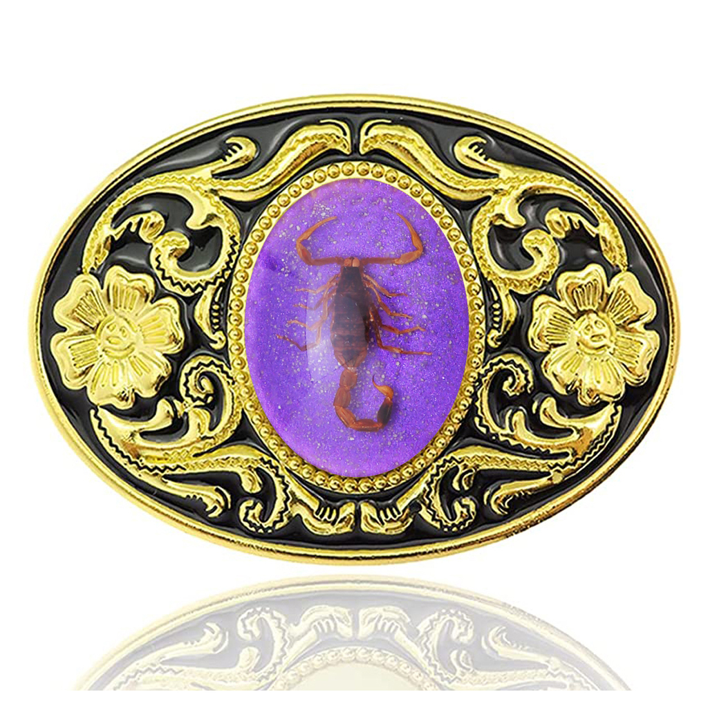 Goldlegierung Blumenmuster Tier Skorpion Gürtelschnalle Jeans Accessoires