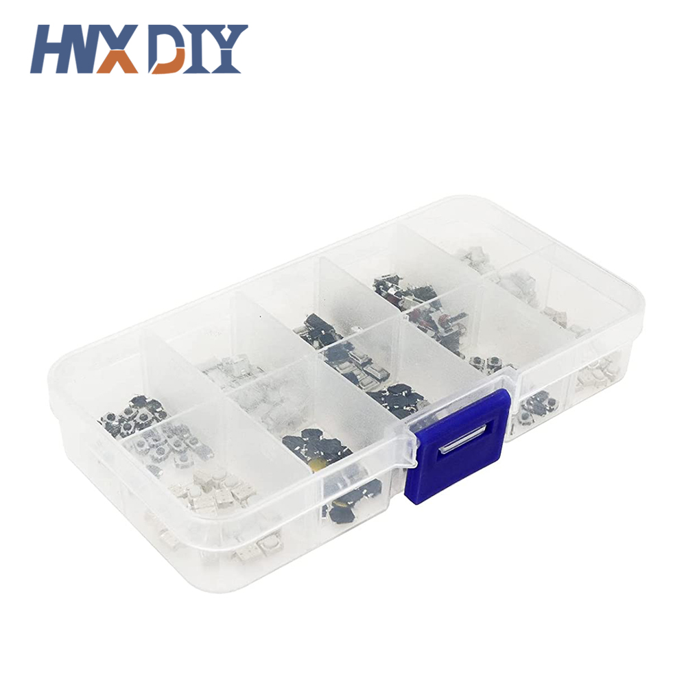 250 Teile/schachtel 10 Modell SMD Tactile Push Button Switch Kit Auto Fernbedienung Tablet Micro Momentary Schlüssel Touch Schalter Sortiment set