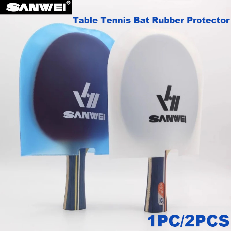 Sanwei dupla face raquete de tênis de mesa película protetora à prova de poeira anti-oxidação tênis de mesa bat protetor de borracha capa 1/2pc