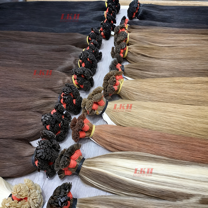 Ugeat Extensions de cheveux à pointe plate cheveux humains Fushion Remy cheveux 18-30 "50 brins/paquet Extensions de cheveux à la kératine droite naturelle