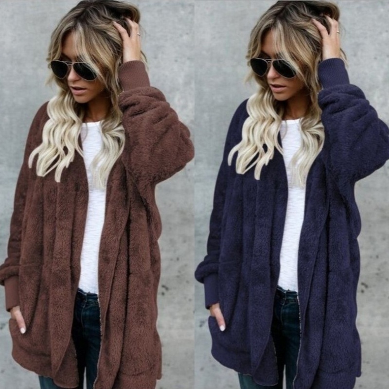 12 cores moletom de lã longo cardigans outono inverno feminino manga longa dupla face usar flurry solto casacos com capuz outwear