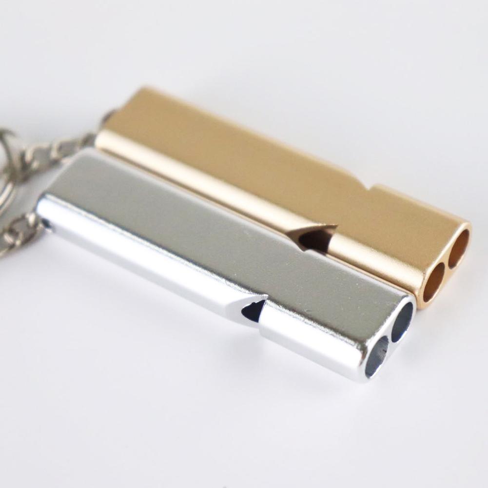 Sifflet en alliage d'aluminium, Double fréquence, sifflet de survie, Double Tube, survie en plein air, outil d'équipement d'urgence