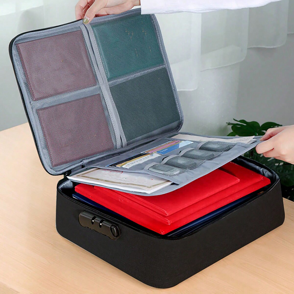 With password lock business trip card passport organizer travel accessory Multifunctional briefcase office document storage bag