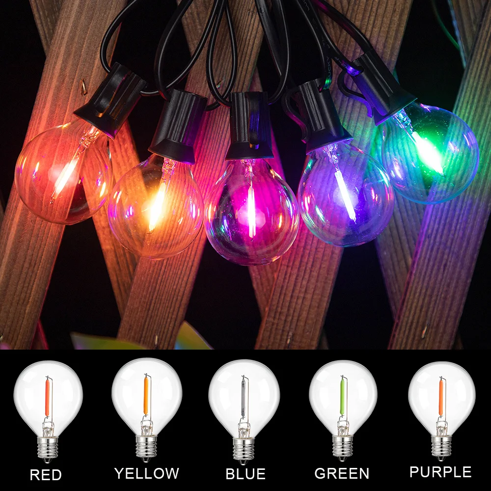 Light Bulb G40 Colored Led String Light Replacement Bulb E12 Base 1W Globe MultiColored Ball Lamp RGB Birthday Party Decoration