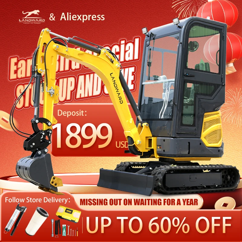 Agricultural customization 1.8 ton Mini Excavator 1Ton Micro Crawler Digger 1800kg Electric Hydraulic Small Excavators for sale