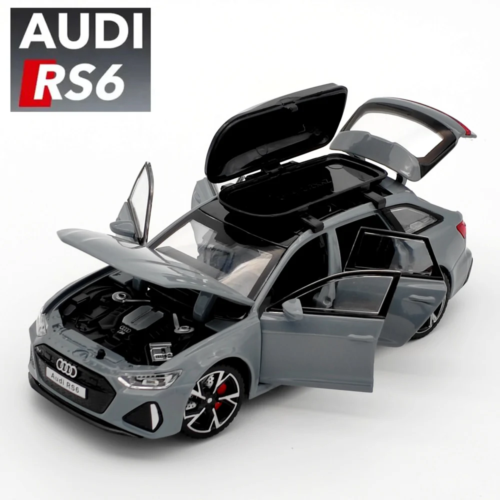 Modelo de coche de juguete Audi RS6 1:32, puertas con luz de sonido, modelo abierto de aleación fundido a presión, colección de vehículos, juguete para niño, regalo de Festival para adultos