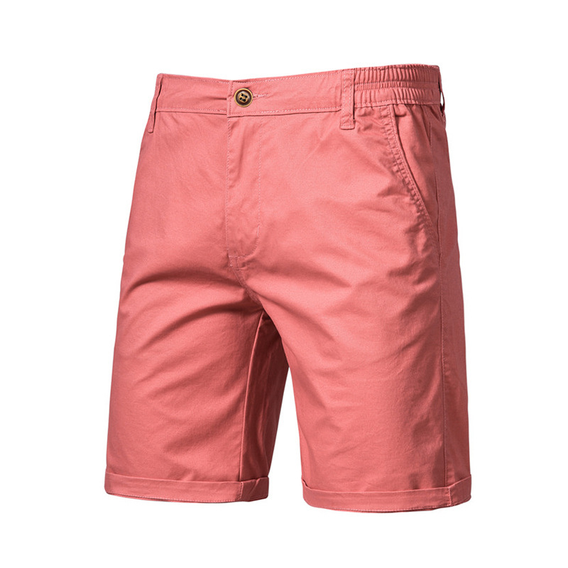 Short d'été en coton de couleur unie pour hommes, haute qualité, décontracté, Business, Social, taille élastique, demi-pantalon, short de plage