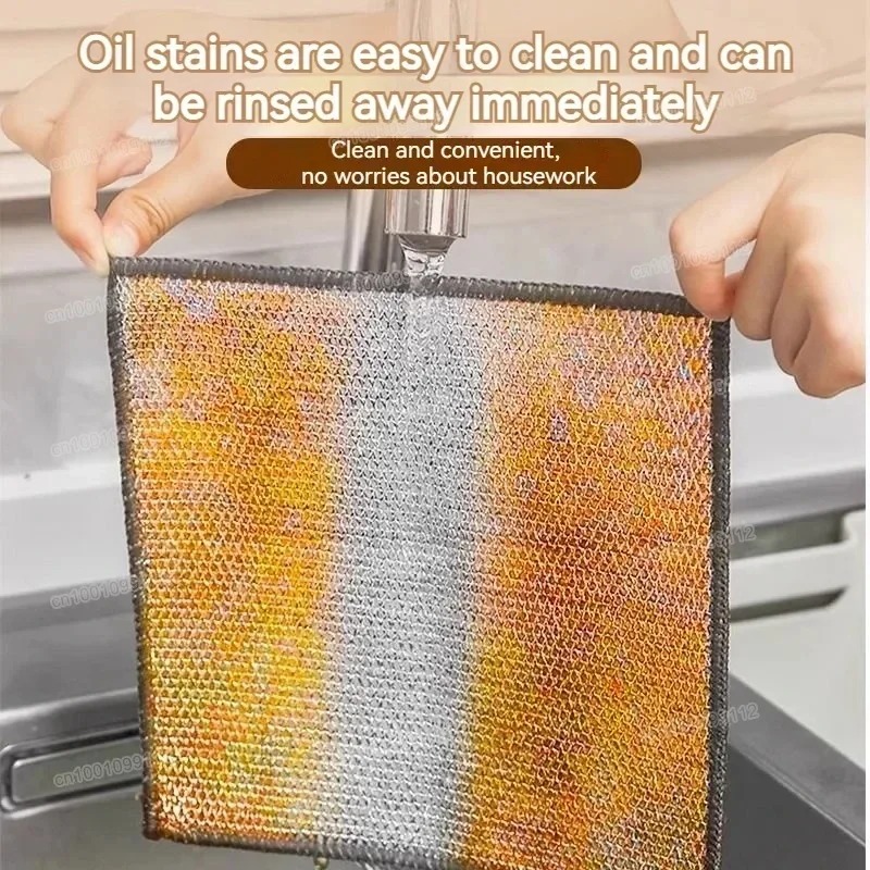 ผ้าทำความสะอาดแบบหนา, ผ้าเช็ดครัว, ผ้าทำความสะอาดสแตนเลส, เหมาะสำหรับทำความสะอาดคราบน้ำมันในครัว/4 ชิ้น