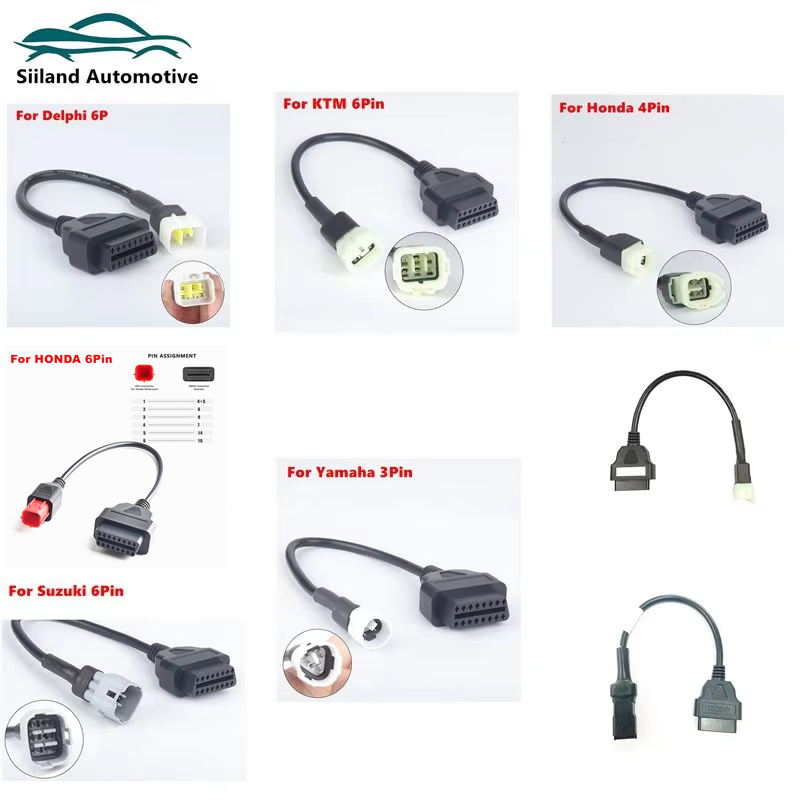 Motorfiets Obd2 Connector Voor Yamaha/Suzuki/Kawasaki/Honda/Delphi/Ducati 3pin 4pin 6pin Adapter 3 4 6 PIN Obd 2 Verlengkabel
