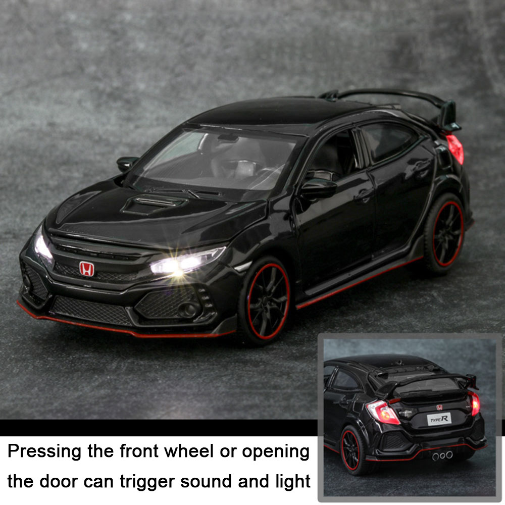 1:32 honda civic TYPE-R liga diecast carros de brinquedo modelo simulado com som luz veículos coleção brinquedos crianças presentes aniversário