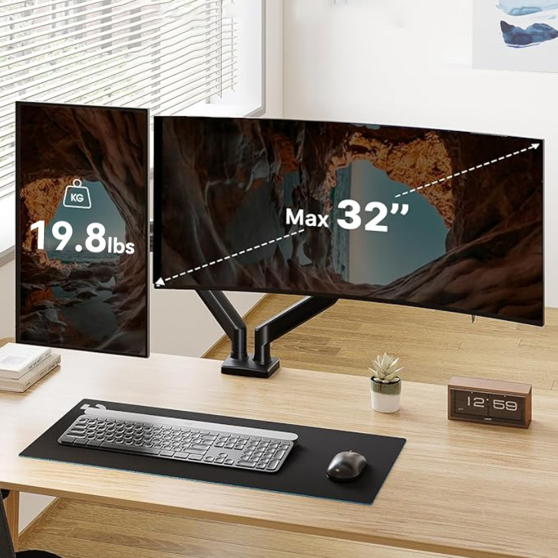 Montagebeugel voor enkele/dubbele monitor Desktop Universele uitschuifbare monitorstandaard