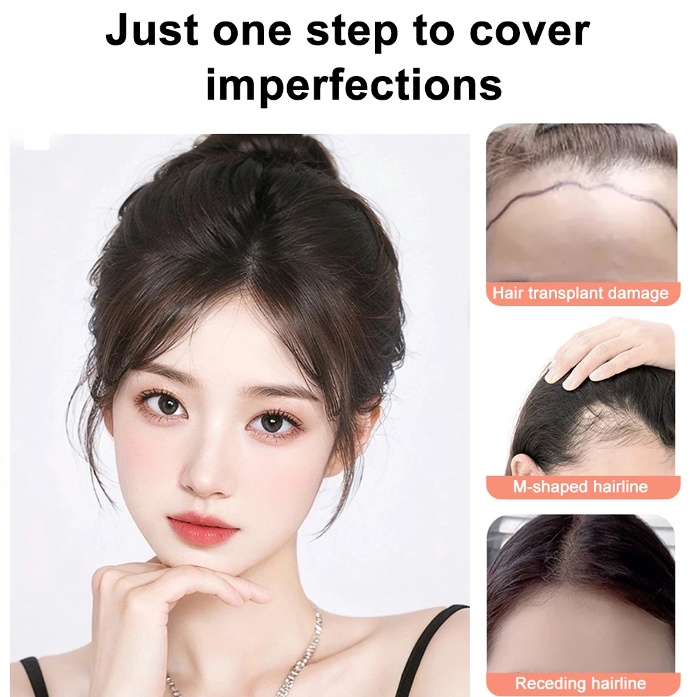 Bangs do cabelo do bebê para mulheres, parte real do cabelo humano de 100%, tampa 360 ° 3D, extensões Wispy, falsificadas