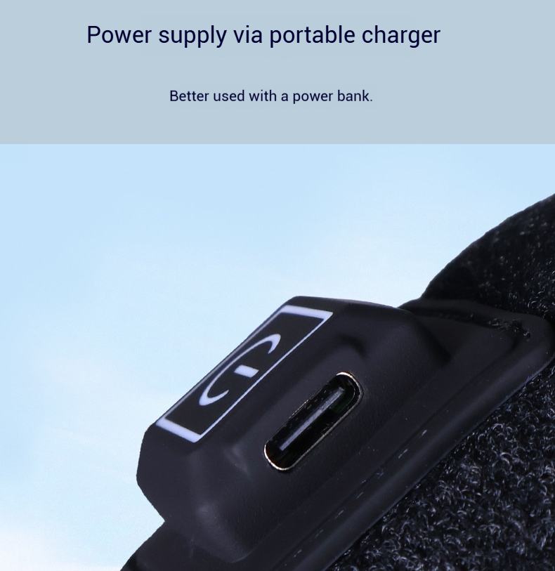 Verstelbare, ademende, elektrisch verwarmde polsbrace met zwarte band – ideaal voor sport- en handgewrichtbescherming